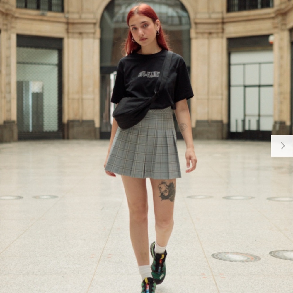 Gray Plaid Skirt